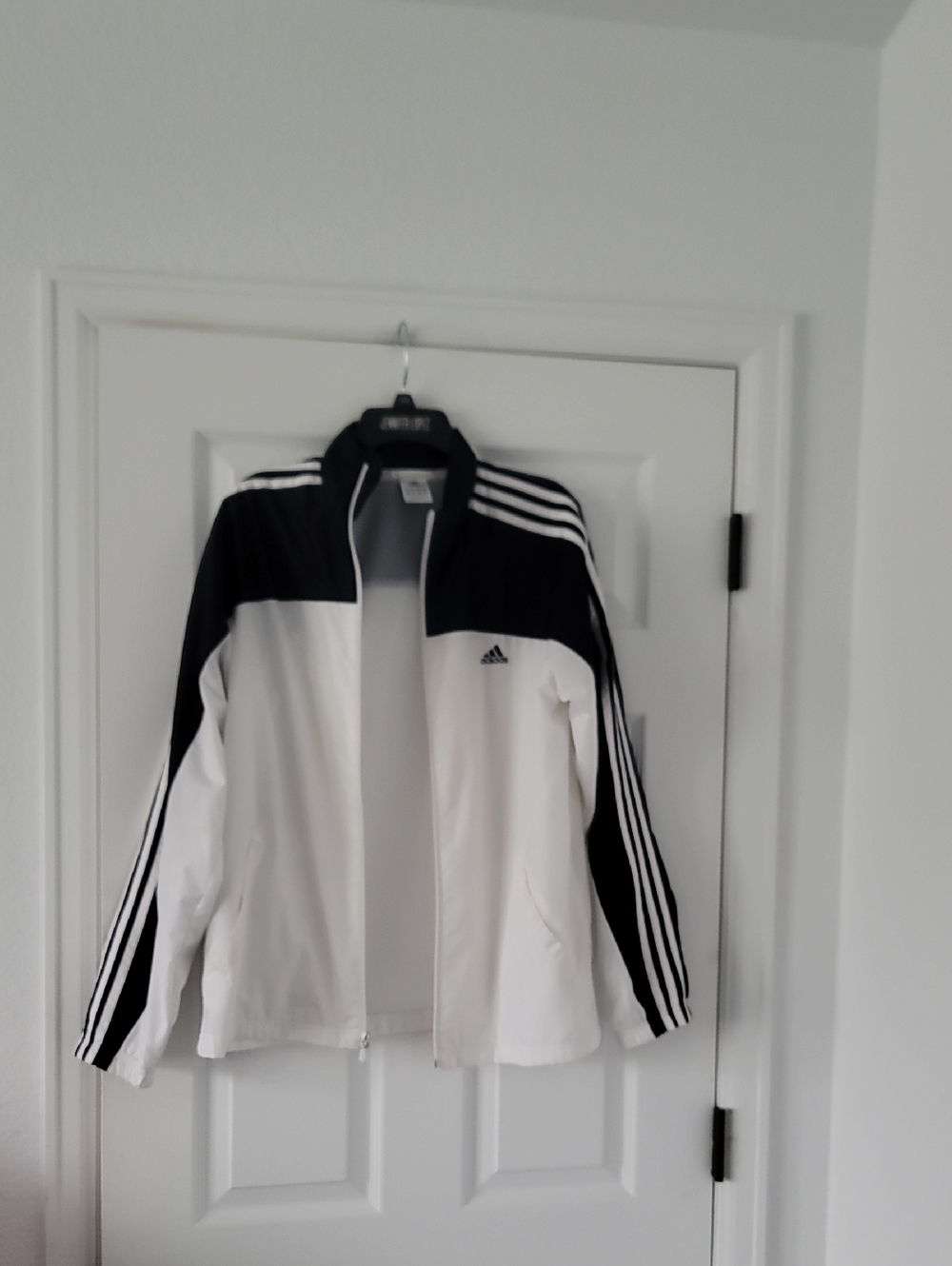 adidas White and Black Zip-Front Track Jacket